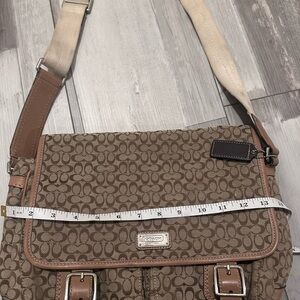 Coach Tan and Brown Signature Messenger Bag